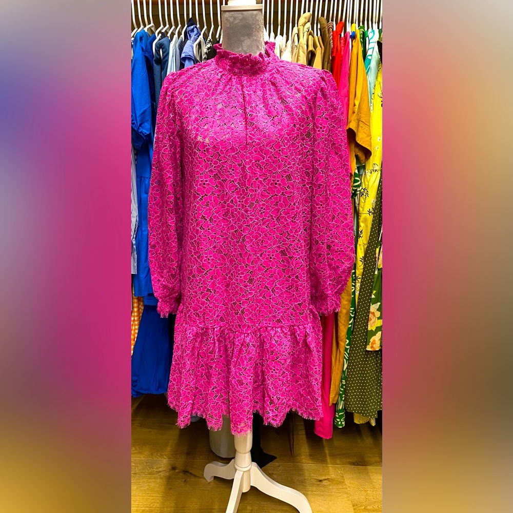 NWT j crew ruffle neck lace dress